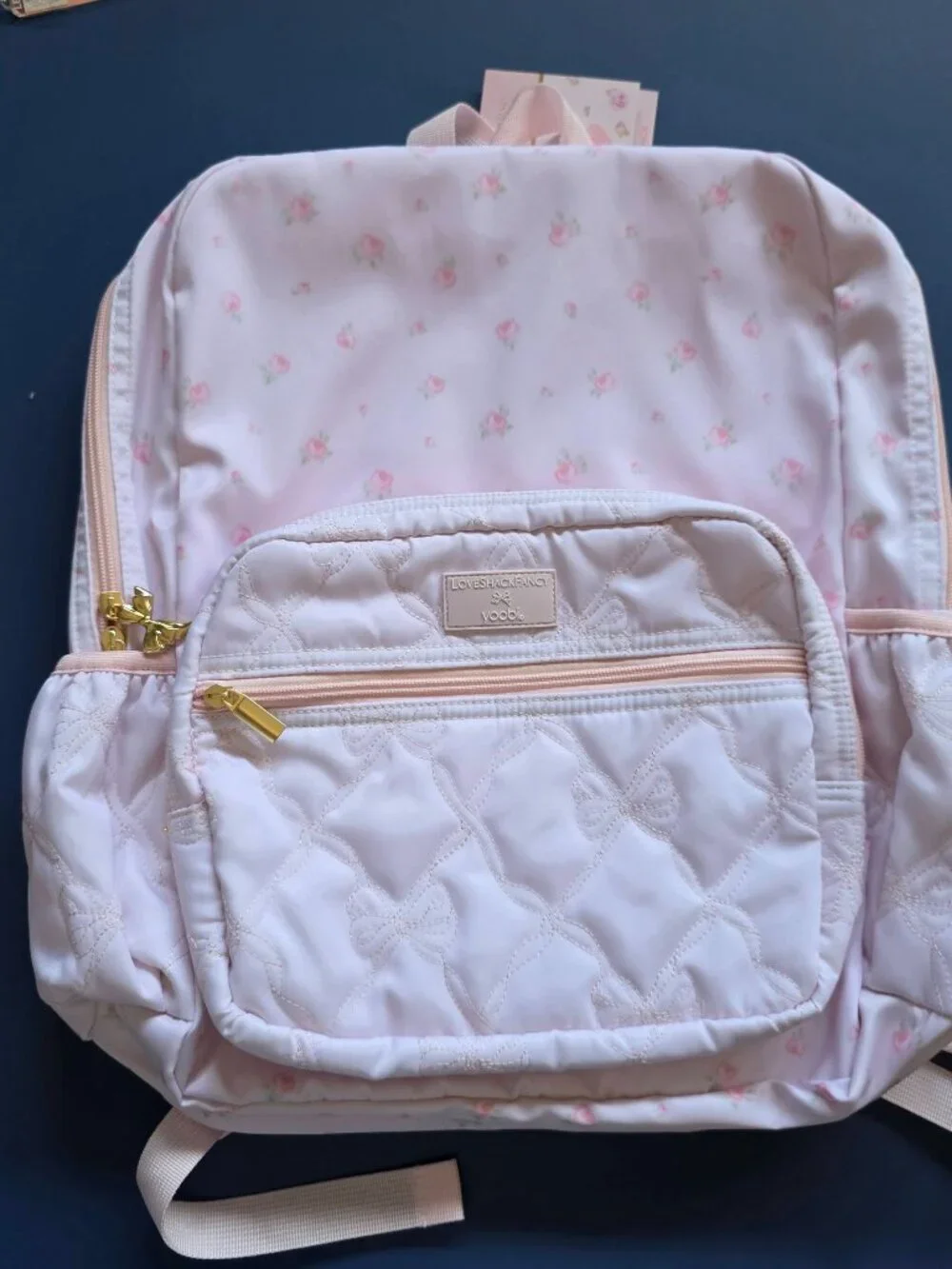 LoveShackFancy Target Yoobi Blue backpack lunch bag Everblooming Rosette 4 lot